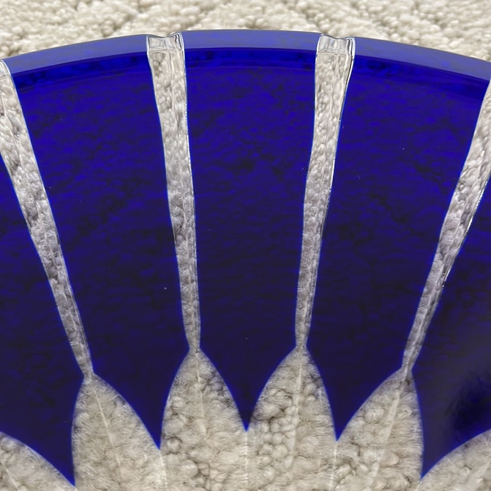 Ajka Crystal, Hungary, 12" Castille Blue serving plate  24% Pb0 - Picture 5 of 8